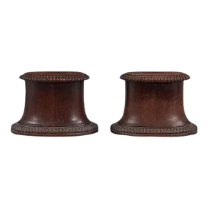 Antique English Regency Carved Wood Mantel Display Base Stands for Porcelain Chargers or Pedestal Columns for Sculpture 19th C. - a Pair