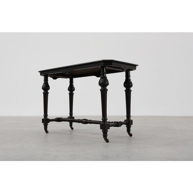 Black English Side Table with Geometric Wood Inlay from John Taylor & Sons, 19th Century For Sale - Image 8 of 15