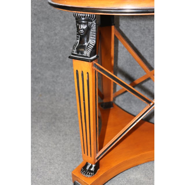 Wood Pair of Egyptian Revival French Empire Ebonized Birch Figural End Tables For Sale - Image 7 of 11