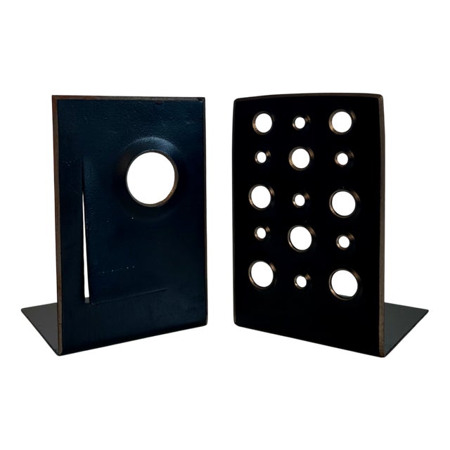 Modernist Sculptural Bookends in Steel, Germany 1950s, Set of 2 For Sale