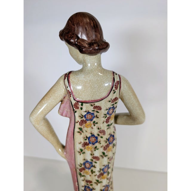 Rare Porcelain Art Deco Nude Figural Statue, Sculpture, Handpainted, 1940's For Sale - Image 9 of 12