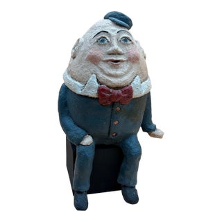Vintage Papier-Mâché Humpty Dumpty Folk Art Shelf Sitter For Sale