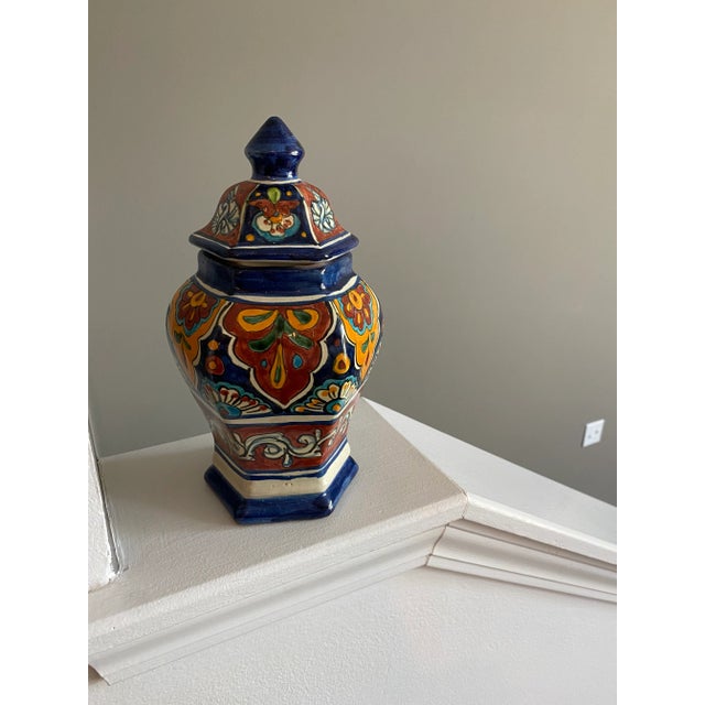 Vintage 1980's Handpainted Mexican Ginger Jar For Sale - Image 9 of 9