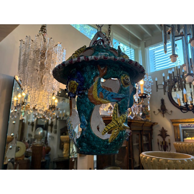1950s Italian Glazed Terracotta Lantern For Sale In Houston - Image 6 of 10