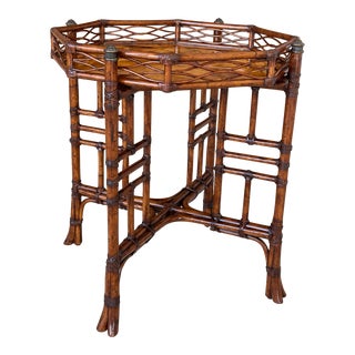 Tommy Bahama Island Estate Key Largo Rattan Pen Shell Top Side End Table For Sale