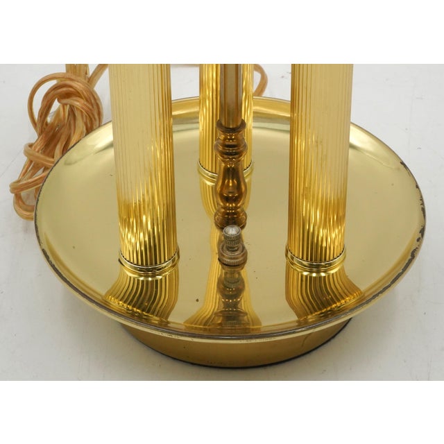 1980s Brass 3 Column 2 Light Bouillette Table Lamp For Sale - Image 4 of 9