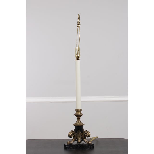 Bronze 1990s Pair of Bronze Empire Style Candestick Lamps For Sale - Image 8 of 12