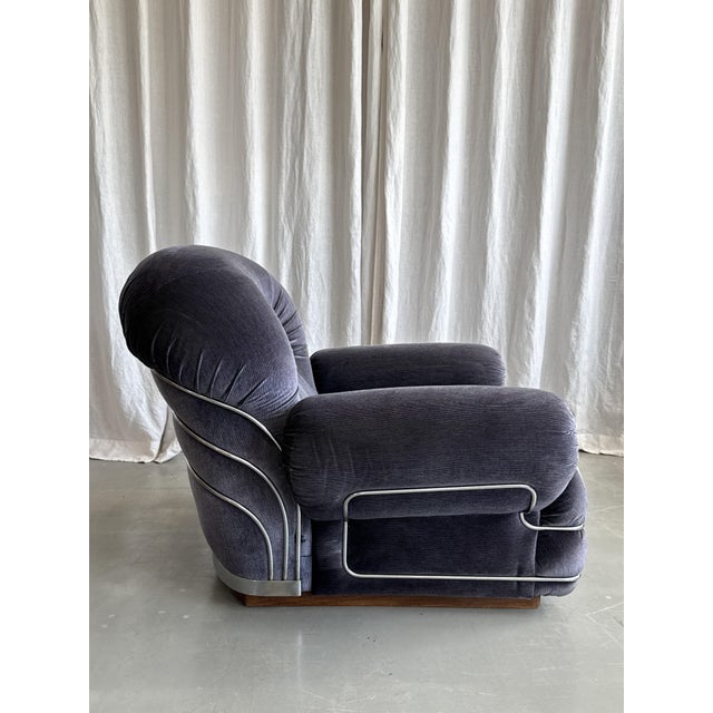 Space Age Velvet and Chrome Lounge Chair attributed to Adriano Piazzesi, Italy, 1960s For Sale - Image 4 of 15