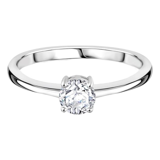 14k White Gold Diamond Solitaire Engagement Ring Size 6.5 For Sale