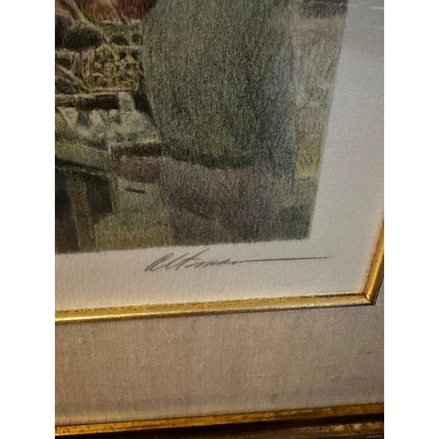 This beautiful lithograph by Harold Altman is titled “Rue Mouffetard 2” and depicts people milling about a Parisian street...