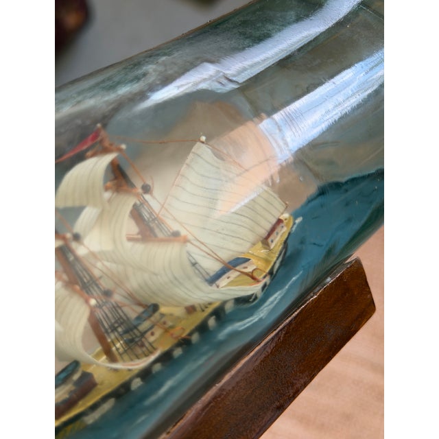 Wood Vintage Ship in a Bottle For Sale - Image 7 of 10