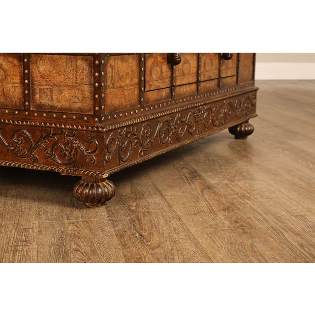 Brown Pulaski 'Espaigne' Large Square Old World Map Storage Coffee Table For Sale - Image 8 of 18