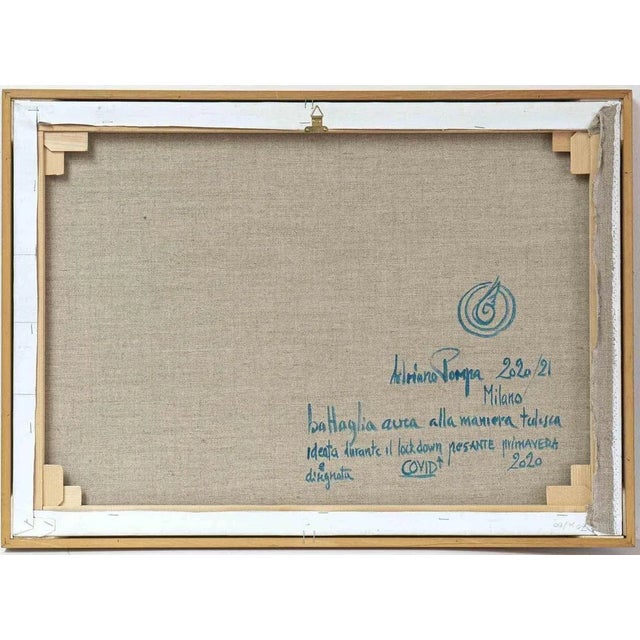 Air battle in the german way (imagined and designed during sars-cov-2 lockdown in spring 2020) mixed media on canvas (oil,...