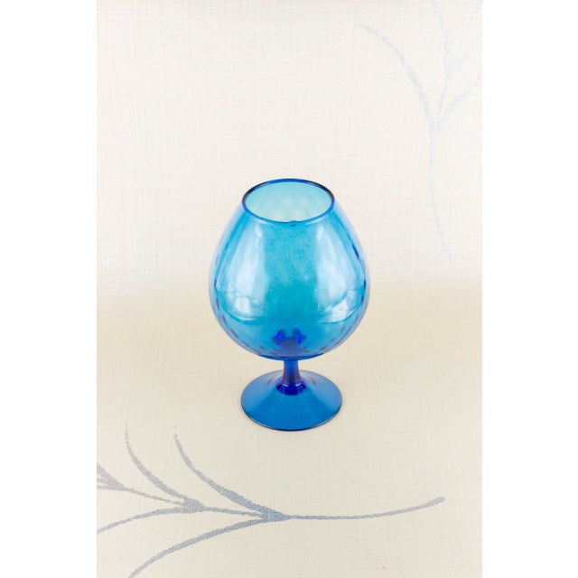 Vintage Empoli Style Blue Stemmed Glass For Sale In New York - Image 6 of 7