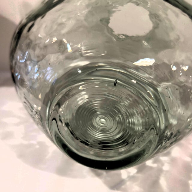 Vintage Statement Hand-Blown Recycled Glass Dimpled Vessels Spain - Pair (14.25" / 11.5") For Sale - Image 10 of 18