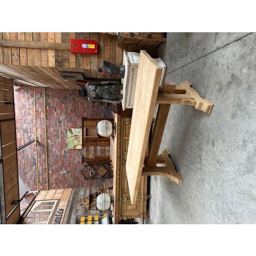 Solid Oak Farmhouse Table For Sale - Image 3 of 13