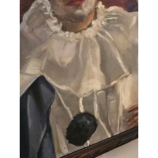 Mid-Century Modern Vintage Mid Century Modern Signed Painting Harlequin Jester For Sale - Image 3 of 11
