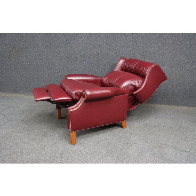 Hancock & Moore Burgundy Leather Wingback Recliner Lounge Chair For Sale - Image 13 of 14