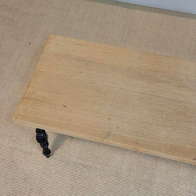 Antique Country French Stripped Oak and Hand Forged Iron Coffee Table For Sale - Image 15 of 16