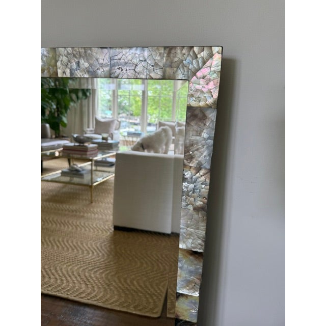 Made Goods Sidney Mirror in Silver Mop Shell 26" X 38" For Sale - Image 11 of 17