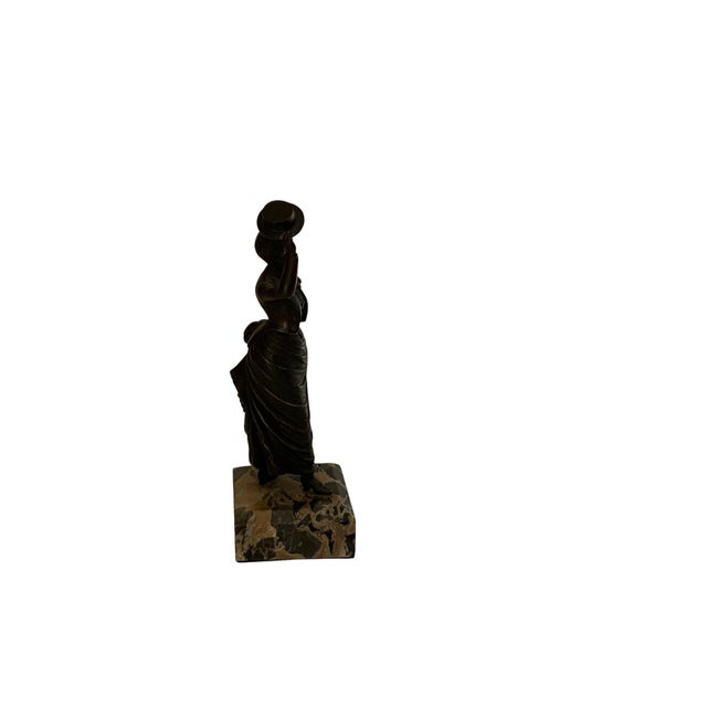 Art Deco Art Deco Victorian Style Stage Girl Dancer Bronze Figurine Marble Base For Sale - Image 3 of 9