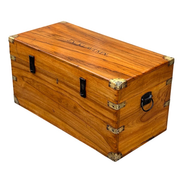 Camphor Wood Campaign Trunk, 1880s For Sale