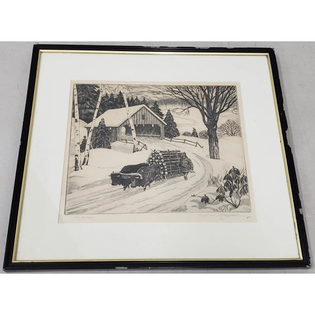 William MacLean (American, 1897-1978) "The Ox Team" Original Etching c.1941 This is an Associated American Artists (AAA)...