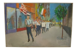 1971 Picketing American Painting by Volney Crosswell
