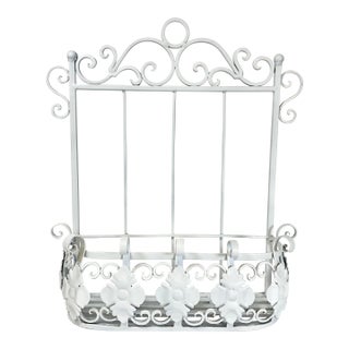 1950s Vintage French Art Nouveau Hollywood Regency White Tole Planter Box For Sale