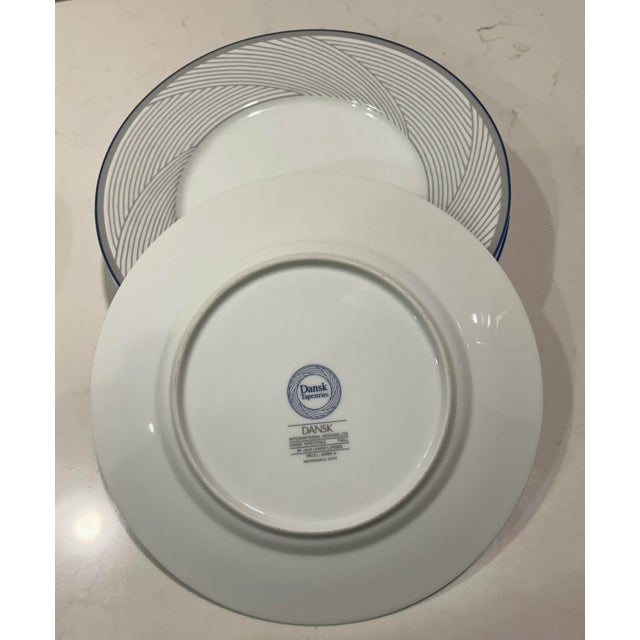 Mid-Century Modern Navy Blue and Gray Striped Dansk “Tapestry” Dinnerware by Jack Lear Larso - 10 Pieces For Sale - Image 3 of 9