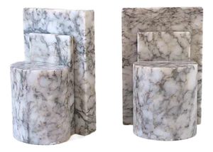 Italian Art Deco Modern Alabaster Marble Bookends, Pair