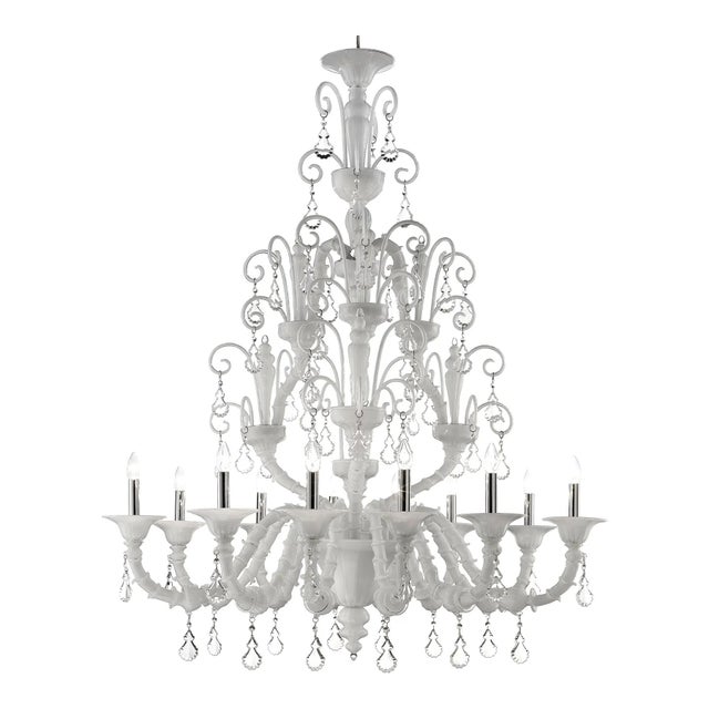 Contemporary Venetian Modern White Ca Rezzonico with Curls Murano Glass Chandelier by Simoeng For Sale - Image 3 of 8