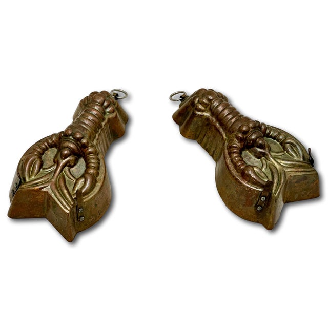 Copper Rare & Unusual Small Size Matching Pair Early 1900s Antique Germany Solid Copper Lobster Kitchen Molds - 6 1/2 Inches Long For Sale - Image 8 of 18