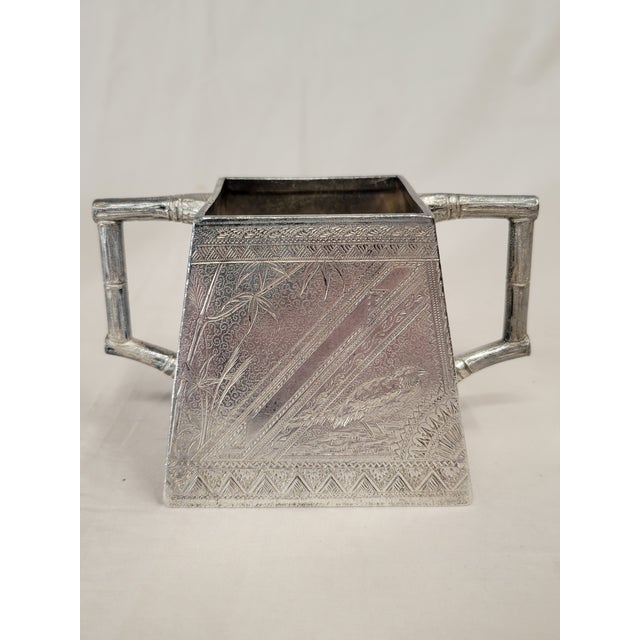 Metal Antique James W. Tufts Boston Engraved Silverplate Aesthetic Movement Tea Set For Sale - Image 7 of 14