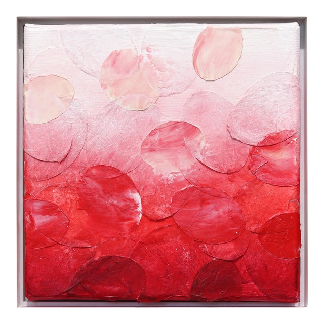 Eternal Bloom - Vibrant Red Pink Tone Textured Abstract Original Artwork by Frederic Paul For Sale