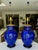 Pair of mid-20th-century table lamps crafted from authentic, hand-painted Safi Moroccan terracotta jars. Exhibiting a...