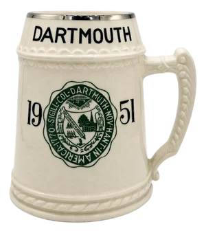 Vintage Dartmouth College Green Ceramic Stein Mug 1951