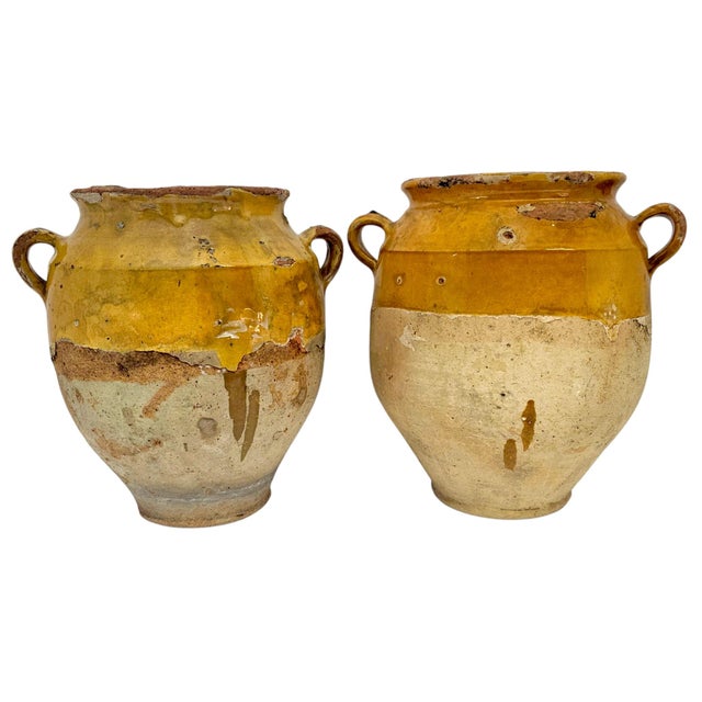 19th-Century Southern French Yellow-Glazed Terracotta Confit Pots - Pair For Sale - Image 13 of 15