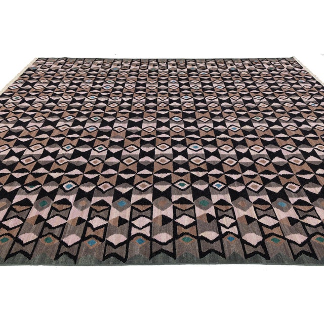 Textile Modern Handmade Kilim Wool Area Rug– Flatweave Abstract Neutral Tones by Apadana For Sale - Image 7 of 12