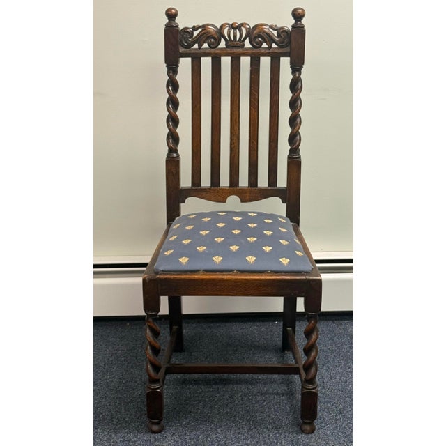 Wood Early 20th Century Barley Twist Carved Dining Chairs - Set of 4 For Sale - Image 7 of 12