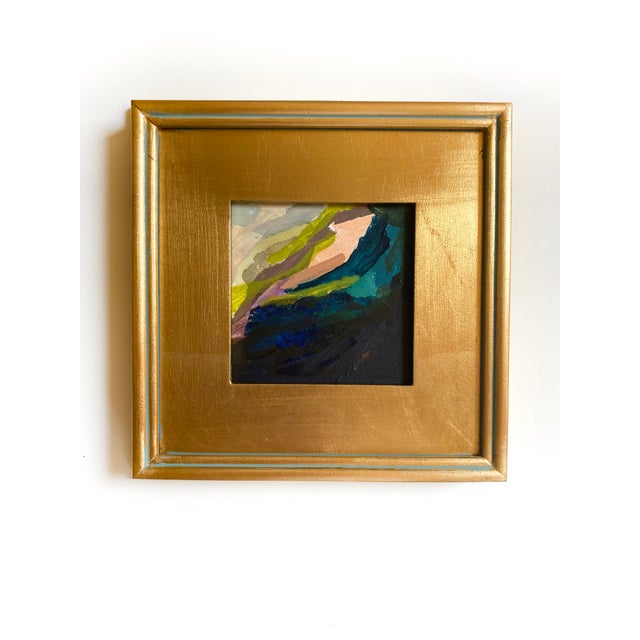 Two original mini paintings by Jessalin Beutler in a set with matching gold frames. Artwork is acrylic on canvas wrapped...