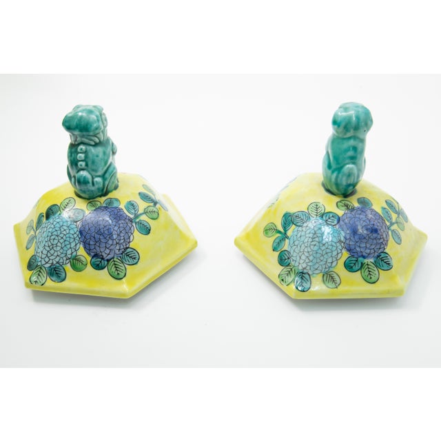 Chinese Hand Painted Ceramic Urns - a Pair For Sale - Image 9 of 12