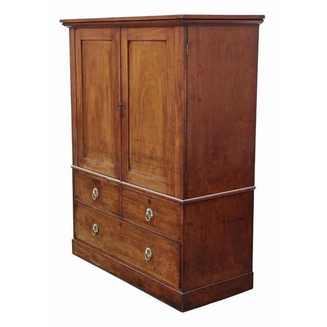 Antique Georgian Mahogany Linen Press Wardrobe, 1800s For Sale - Image 3 of 10