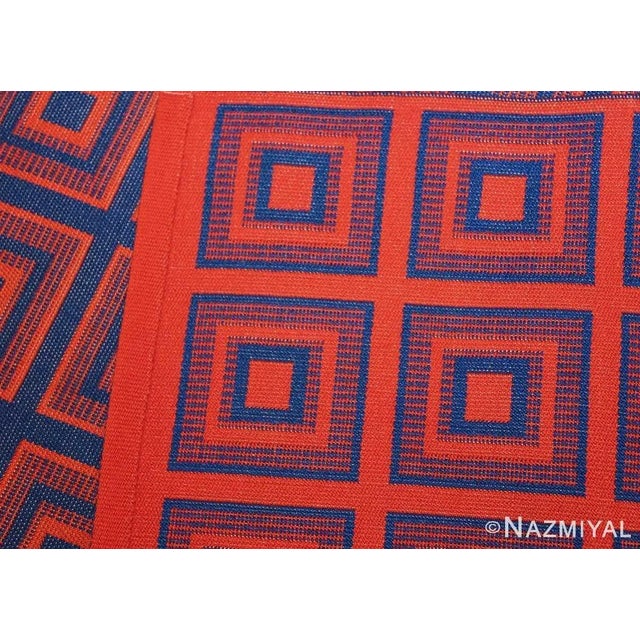 Nazmiyal Collection Mid Century Modern Red and Blue Reversible Swedish Kilim Rug For Sale - Image 9 of 9