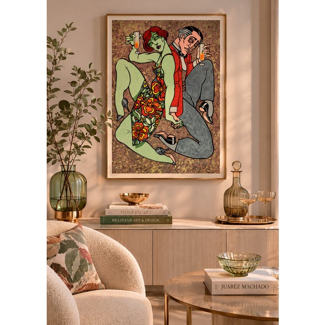 “Champagne Reverie” Signed limited edition serigraph by Brazilian artist Juarez Machado. Known for his elegant and...