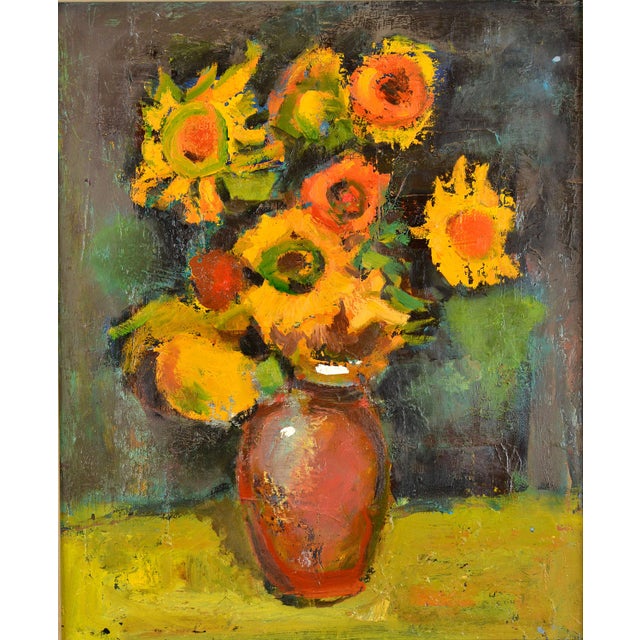 Aleksandr Rodin, Still Life with Yellow Flowers, 1980s, Oil Painting on Canvas, in Good conditions. Designed 1980 to 1989...