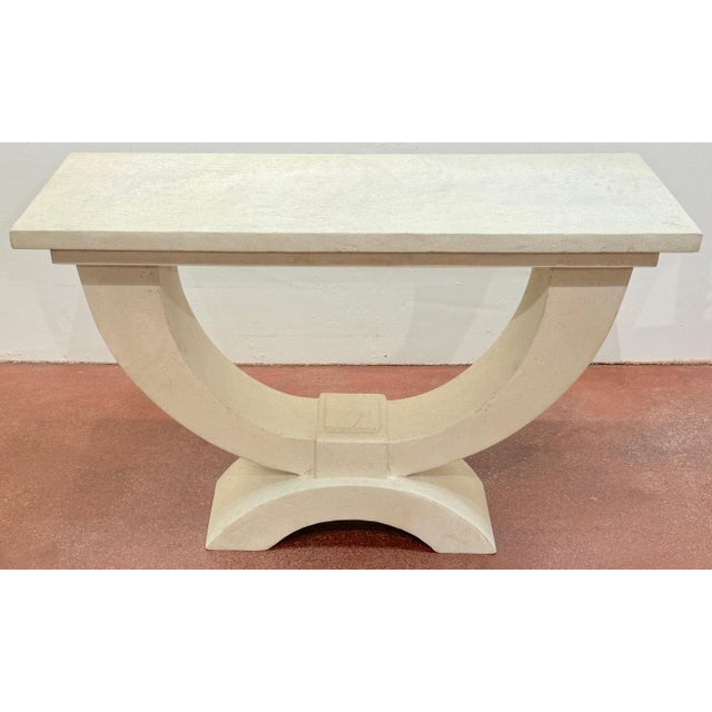 Eclipse Console Table in Plaster, by Paolo Moschino England, 2000s This sleek, rectangular console table exemplifies Paolo...