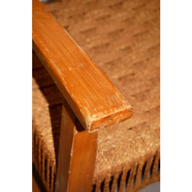 Set of Italian Wood & Cord Lounge Chairs, 1940s For Sale - Image 10 of 15