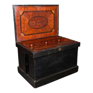 1850s Victorian Antique Cabinet Maker's Chest, English, Tool Trunk, Fitted Interior