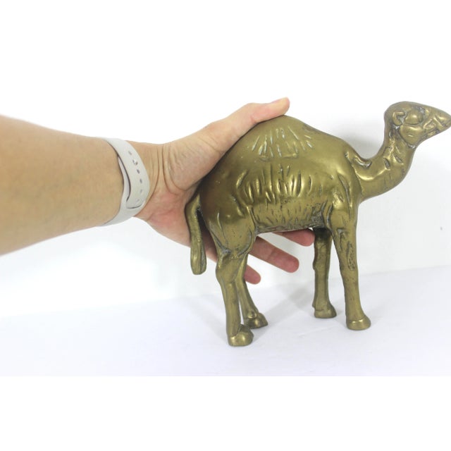 Gold Large 1980s Solid Brass Camel Vintage Brass With Patina For Sale - Image 8 of 10